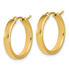 14K Polished Square Tube Round Hoop Earrings