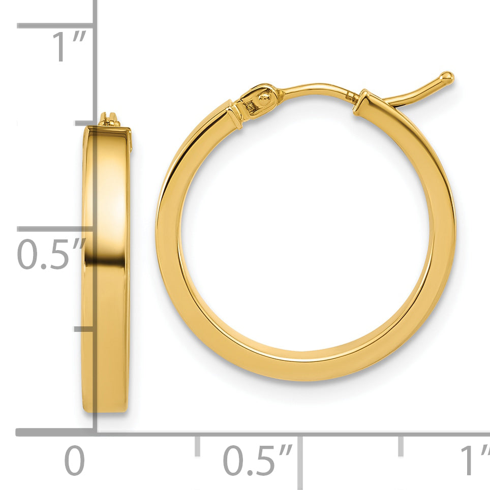 14K Polished Square Tube Round Hoop Earrings