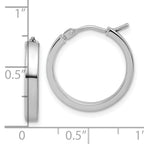 14K White Gold Square Tube Round Hoop Earrings