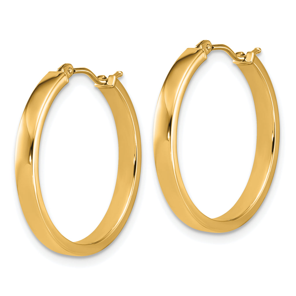 14K Polished Square Tube Round Hoop Earrings