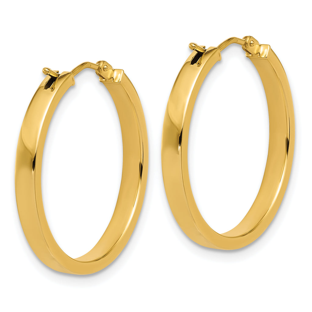 14K Polished Square Tube Round Hoop Earrings