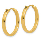 14K Polished Square Tube Round Hoop Earrings