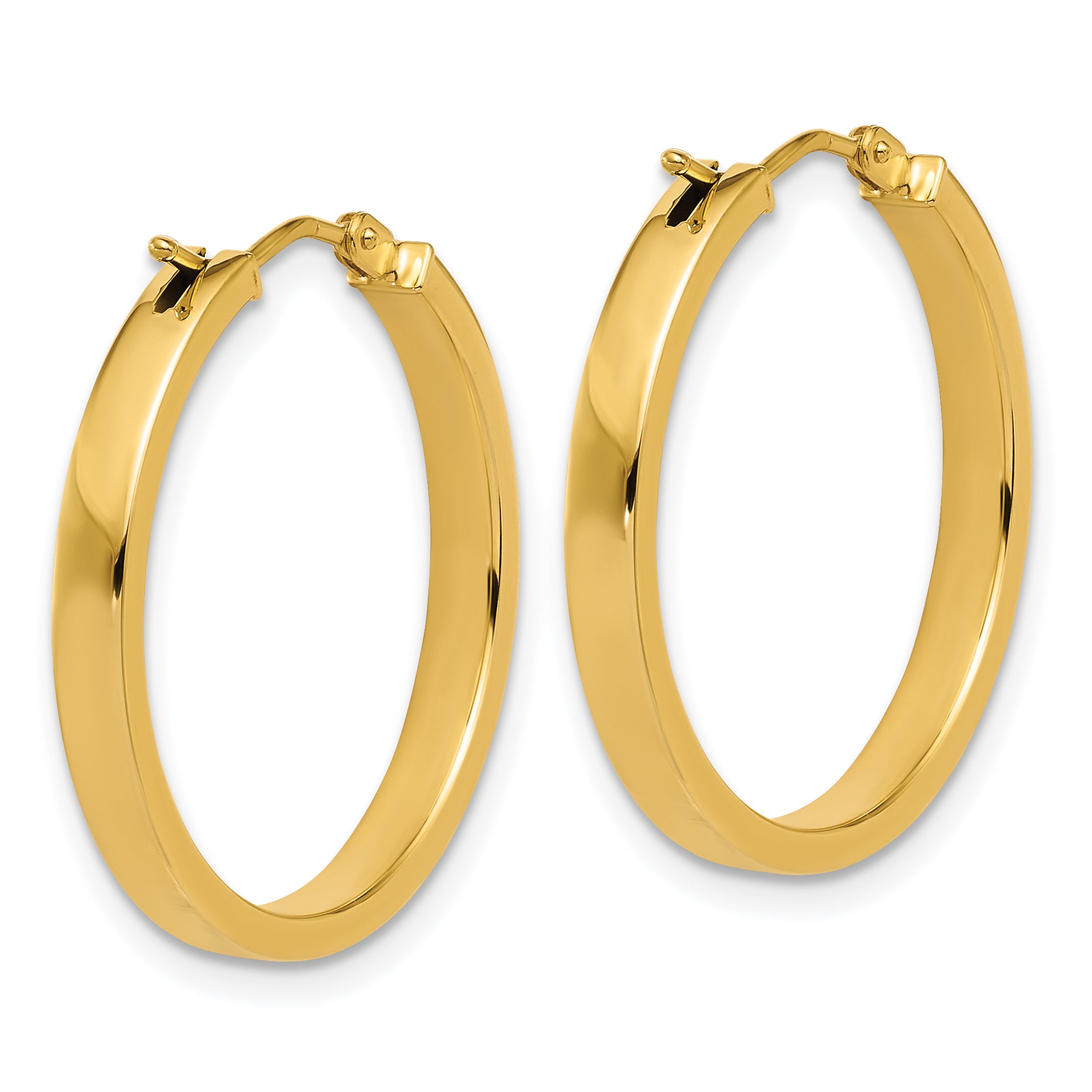 14K Polished Square Tube Round Hoop Earrings