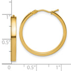 14K Polished Square Tube Round Hoop Earrings