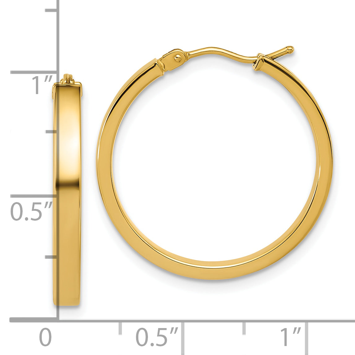 14K Polished Square Tube Round Hoop Earrings