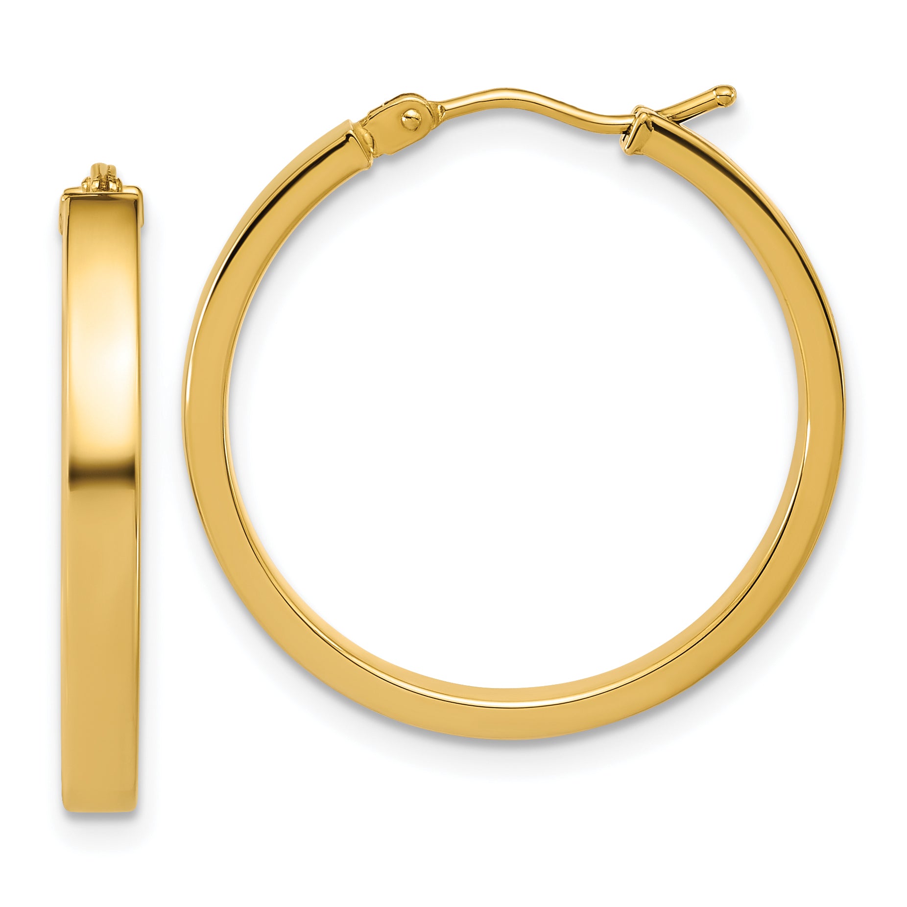 14K Polished Square Tube Round Hoop Earrings Main image