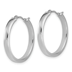 14K White Gold Square Tube Round Hoop Earrings
