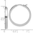 14K White Gold Square Tube Round Hoop Earrings