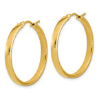 14K Polished Square Tube Round Hoop Earrings
