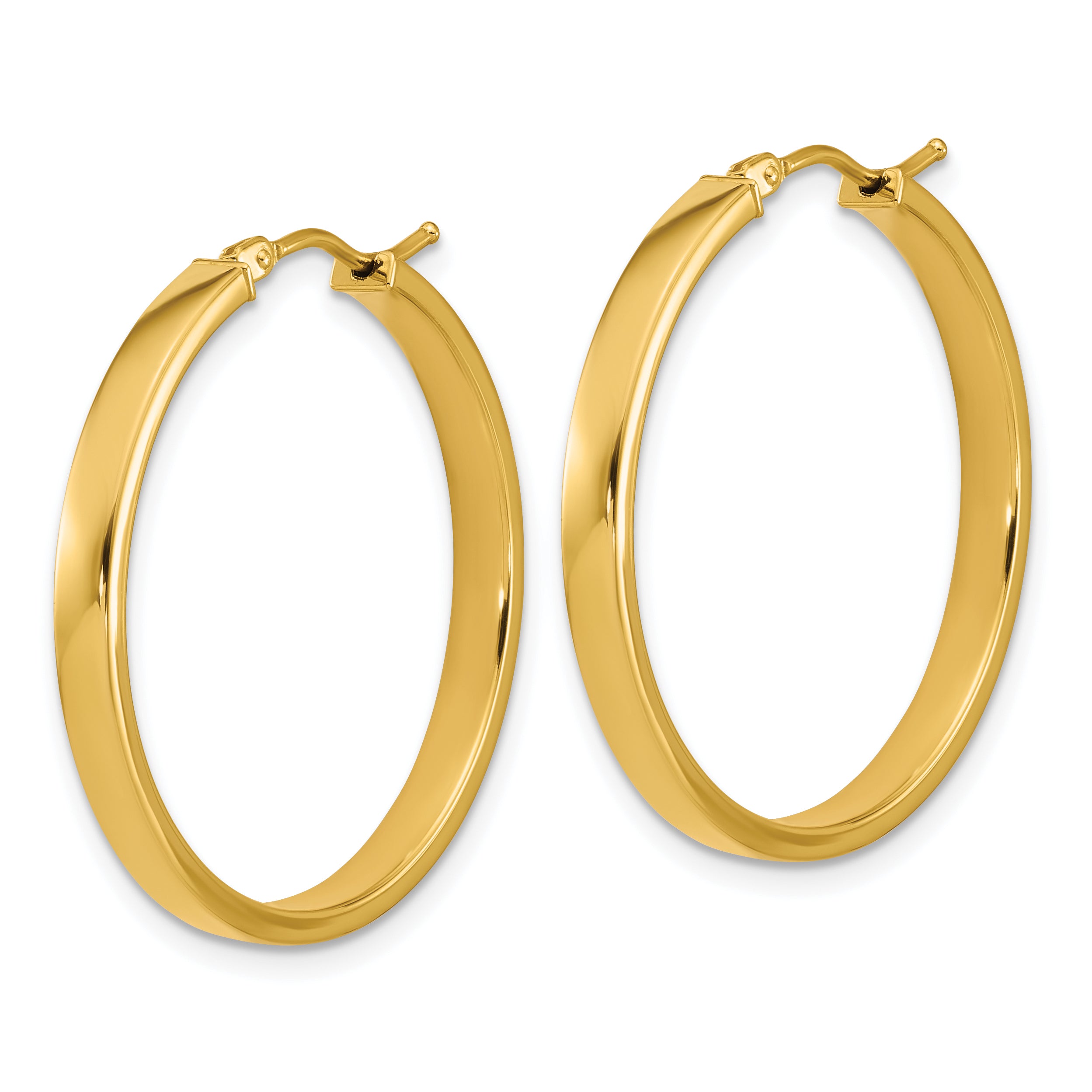 14K Polished Square Tube Round Hoop Earrings