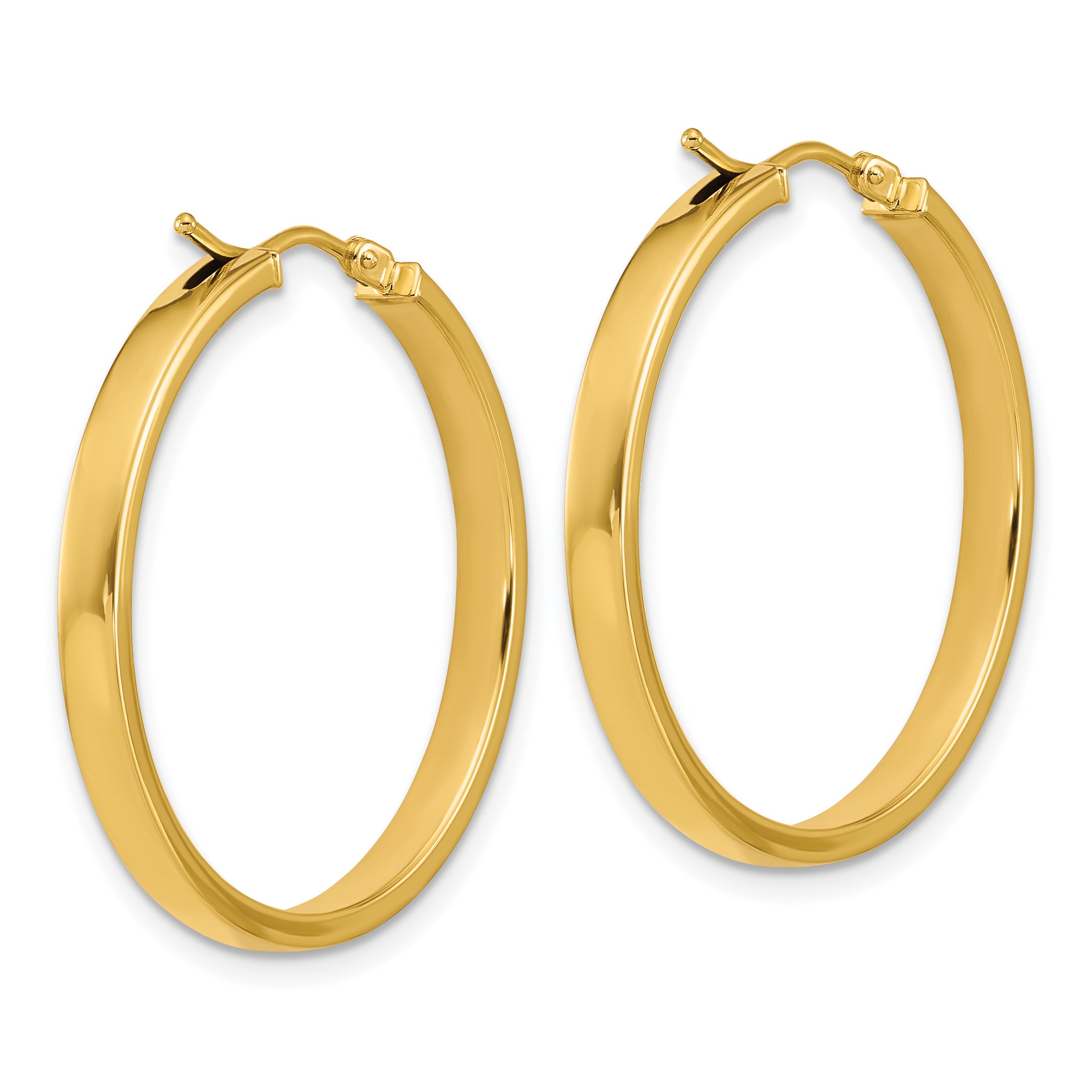 14K Polished Square Tube Round Hoop Earrings