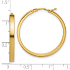 14K Polished Square Tube Round Hoop Earrings