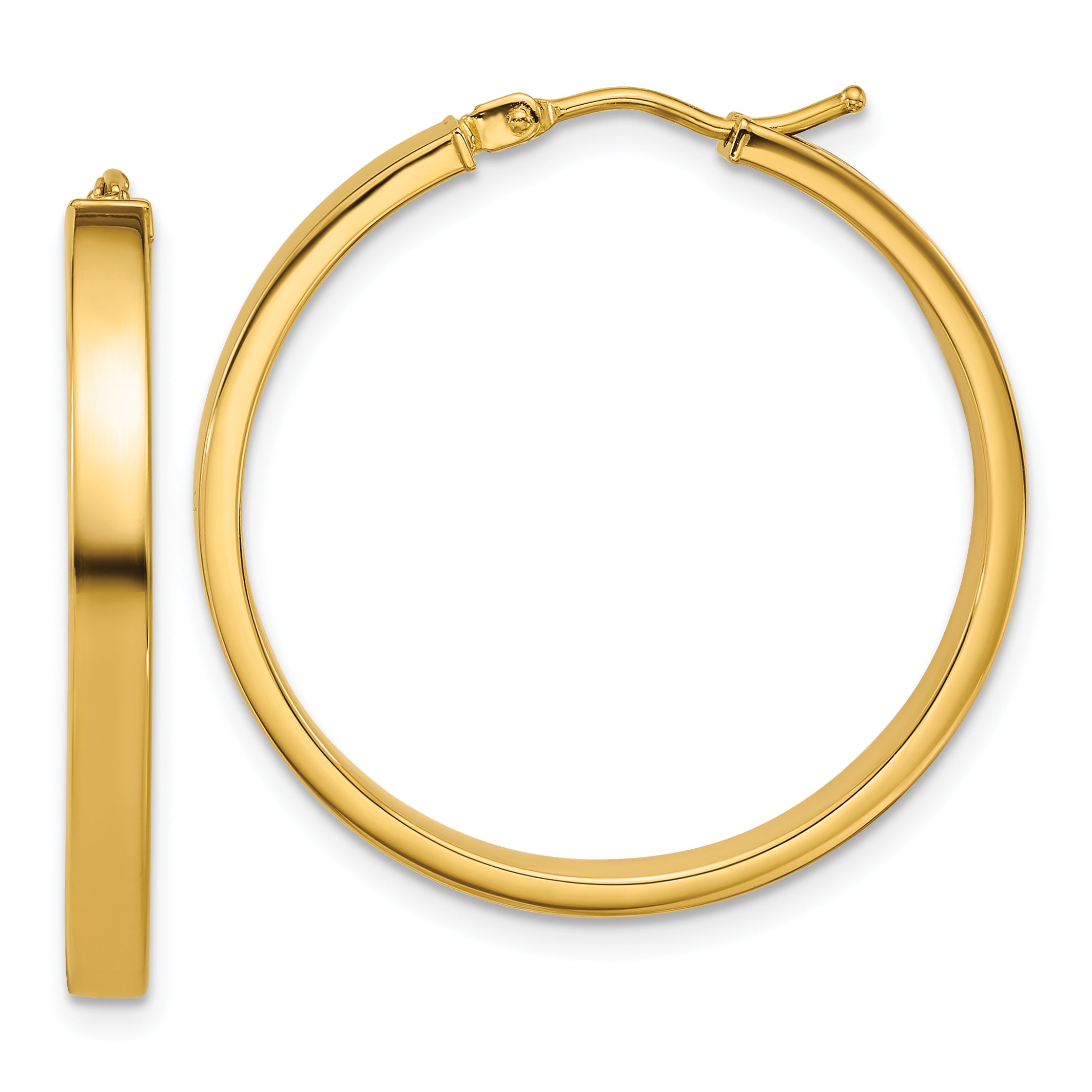 14K Polished Square Tube Round Hoop Earrings Main image