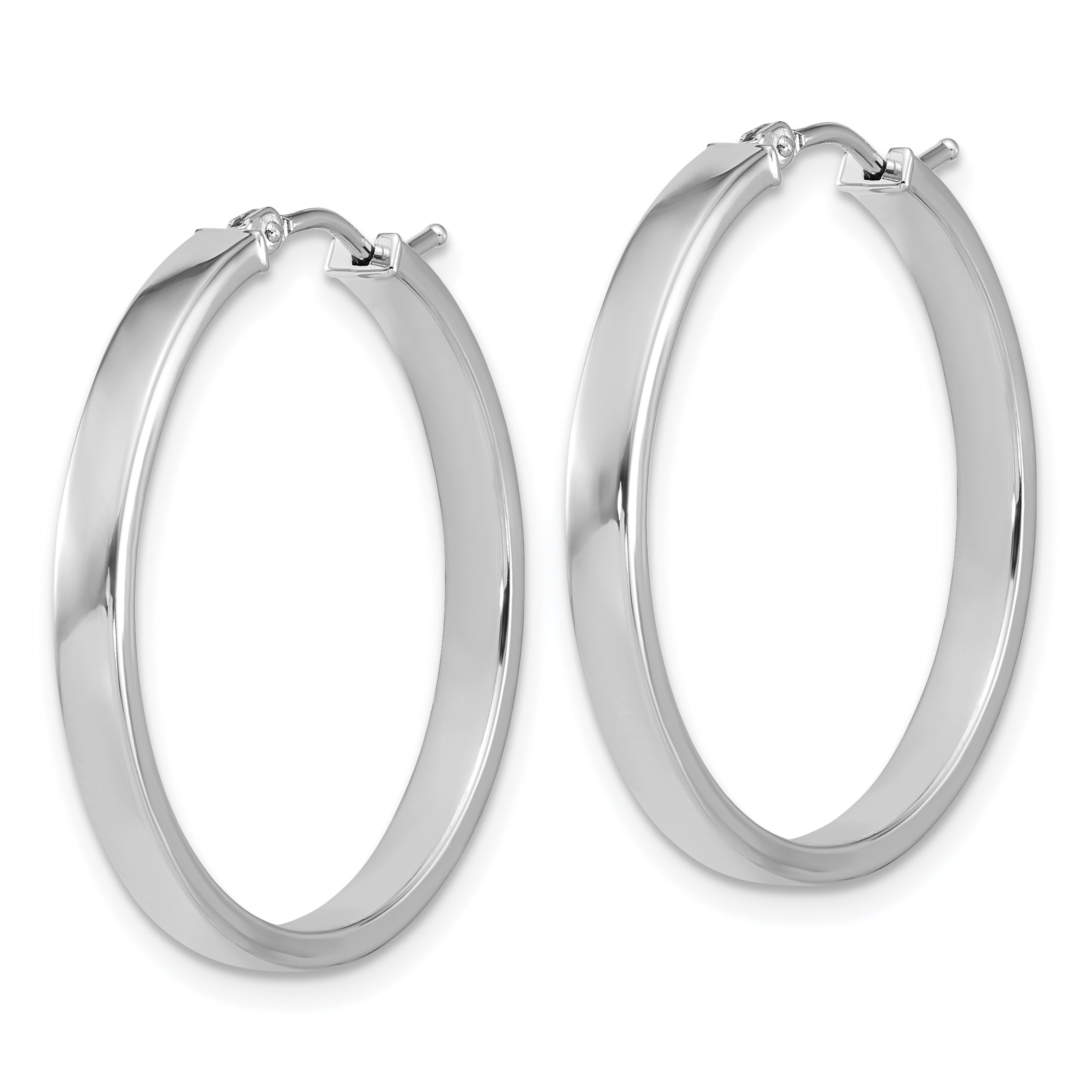 14K White Gold Square Tube Round Hoop Earrings Secondary image
