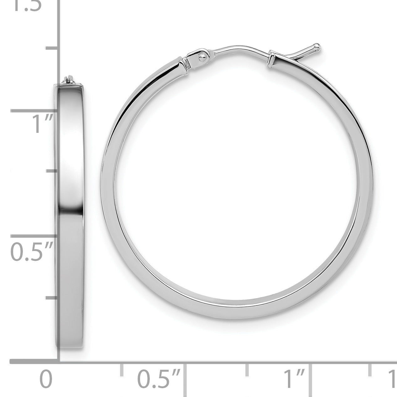 14K White Gold Square Tube Round Hoop Earrings