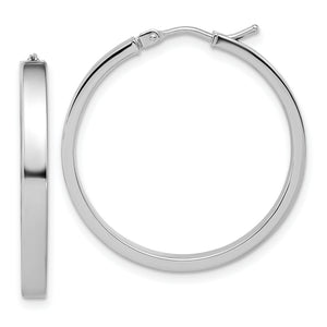 Square Tube Round Hoop Earrings in 14K White Gold, 30mm - Sophia Jewelers