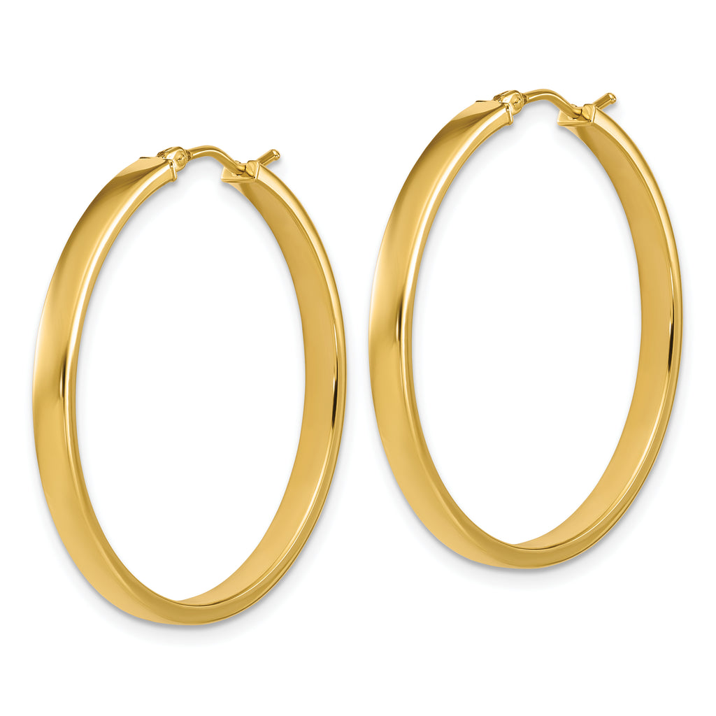 14K Polished Square Tube Round Hoop Earrings