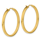 14K Polished Square Tube Round Hoop Earrings