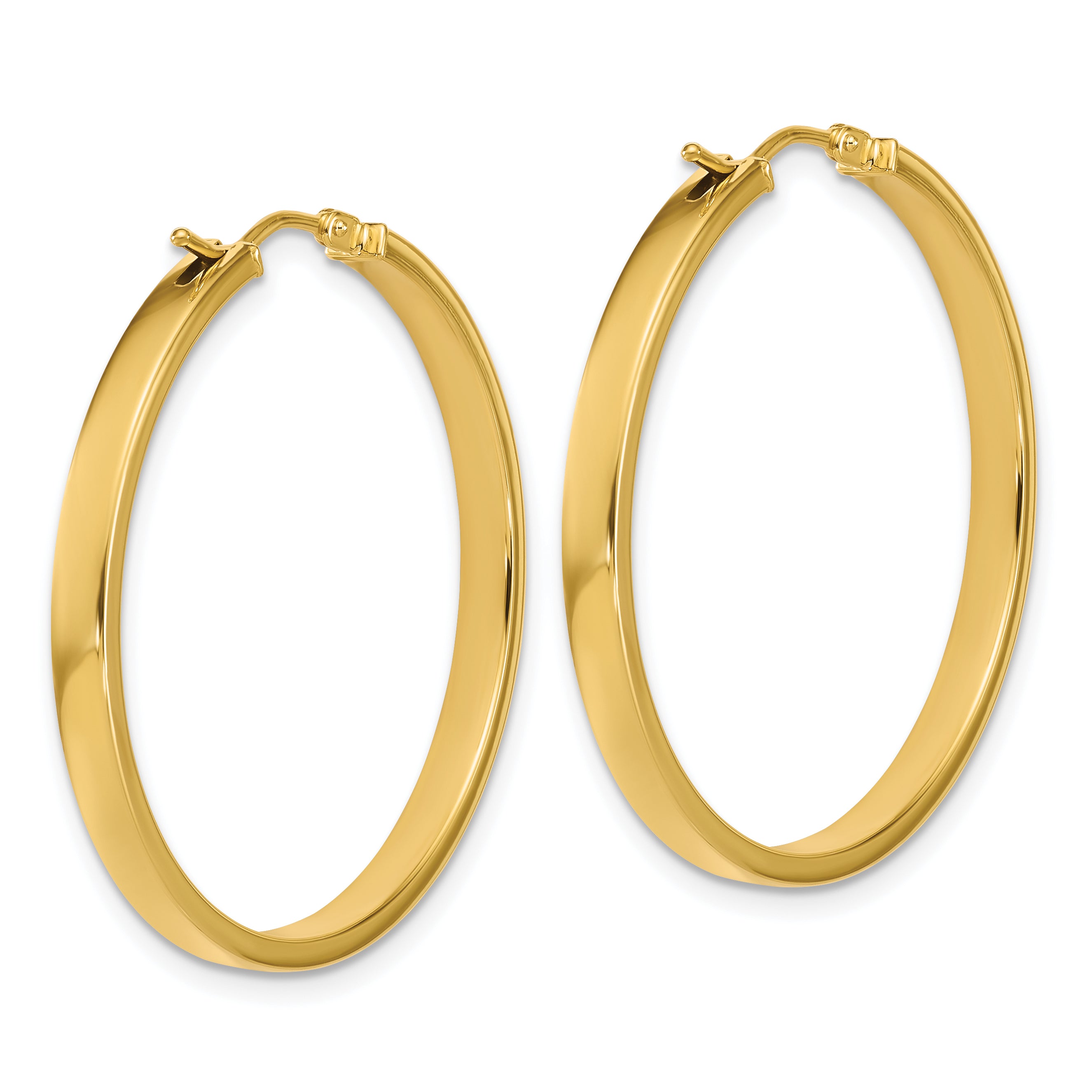 14K Polished Square Tube Round Hoop Earrings