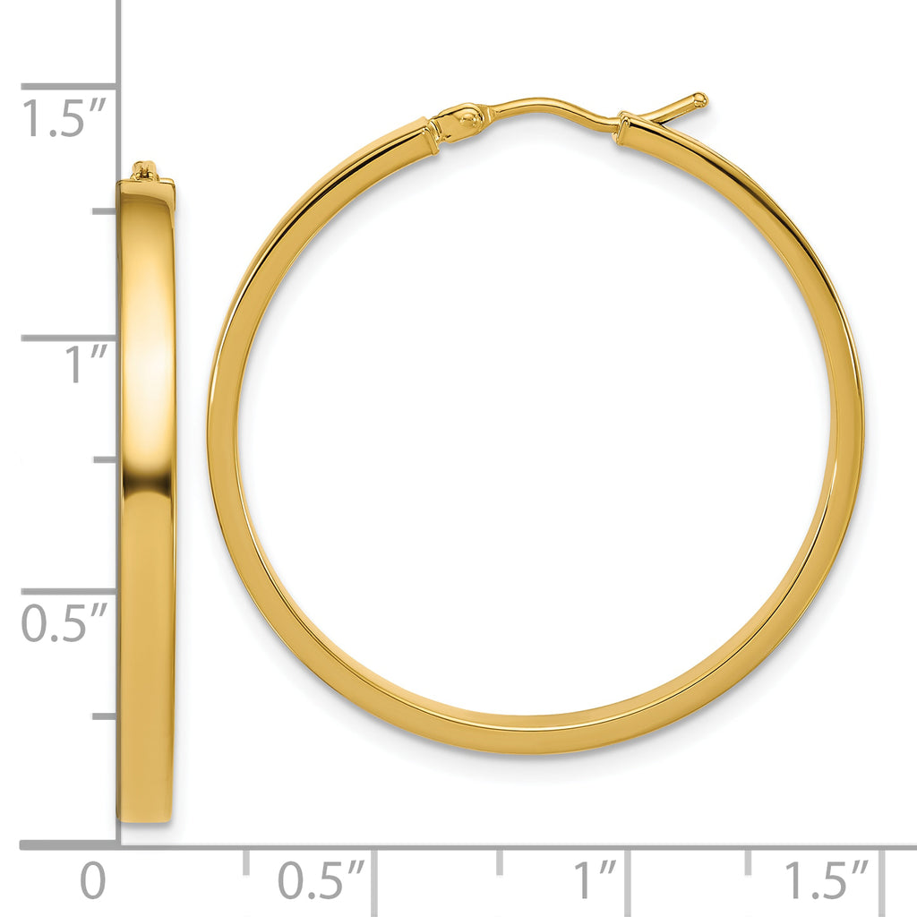 14K Polished Square Tube Round Hoop Earrings