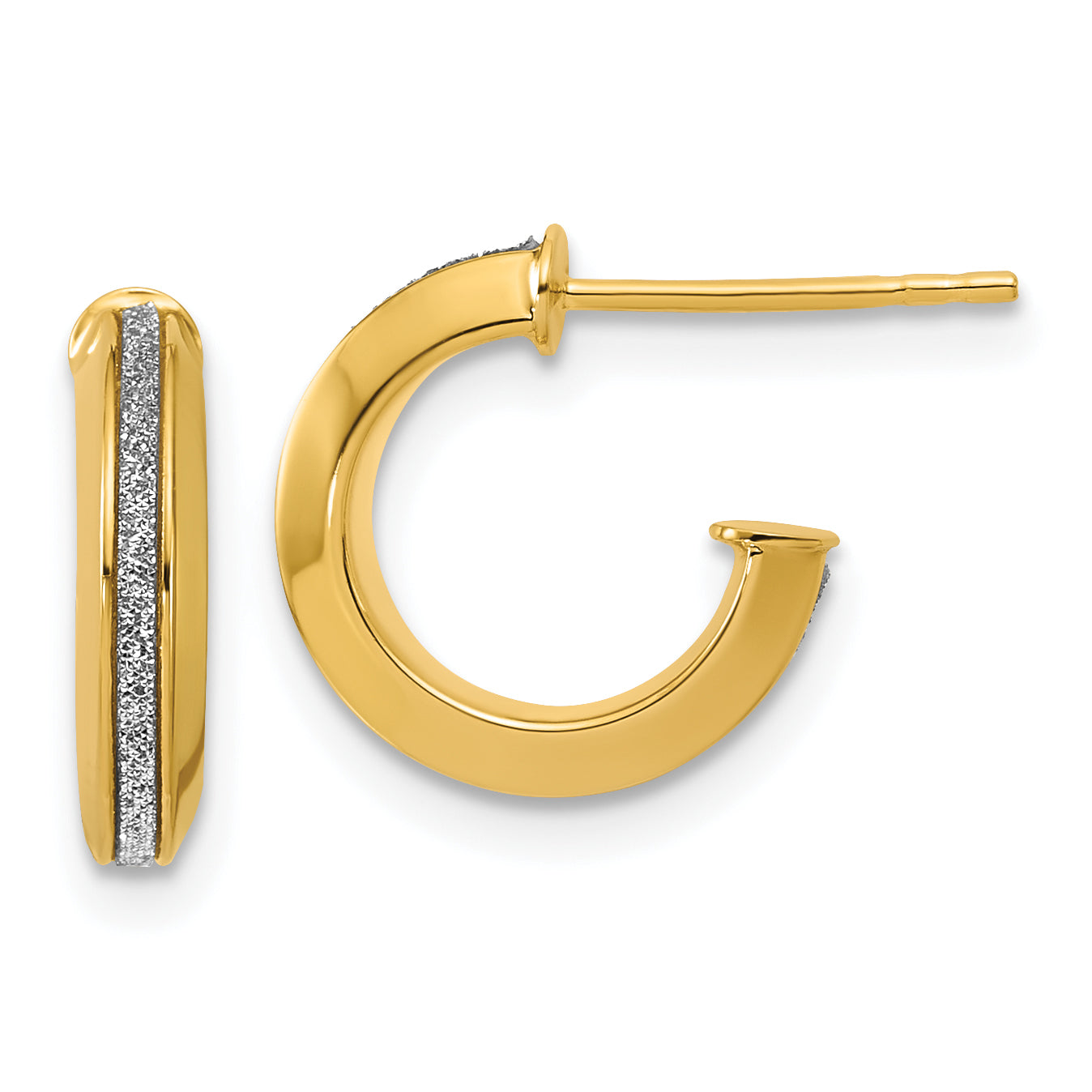 14K Polished Glimmer Infused J-Hoop Post Earrings Main image