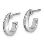 14K White Gold Polish Glimmer Infused J-Hoop Post Earrings