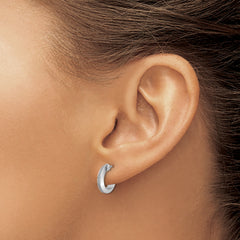 14K White Gold Polish Glimmer Infused J-Hoop Post Earrings