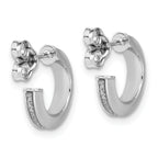 14K White Gold Polish Glimmer Infused J-Hoop Post Earrings