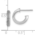 14K White Gold Polish Glimmer Infused J-Hoop Post Earrings