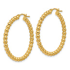 14K Polished Beaded Round Hoop Earrings
