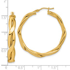 14K Polished Fancy Twist Round Hoop Earrings