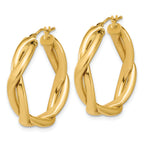 14K Polished Fancy Twist Round Hoop Earrings