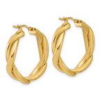 14K Polished Fancy Twist Round Hoop Earrings