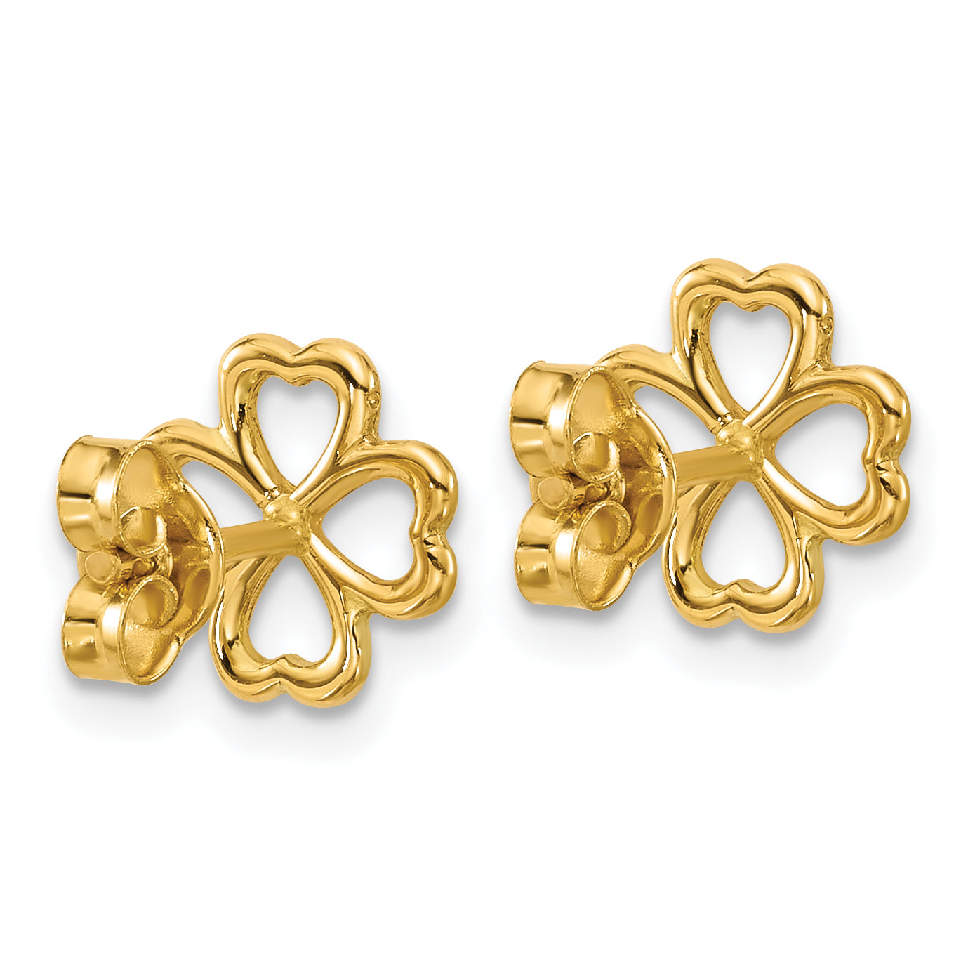14K Polished 4-Leaf Clover Post Earrings