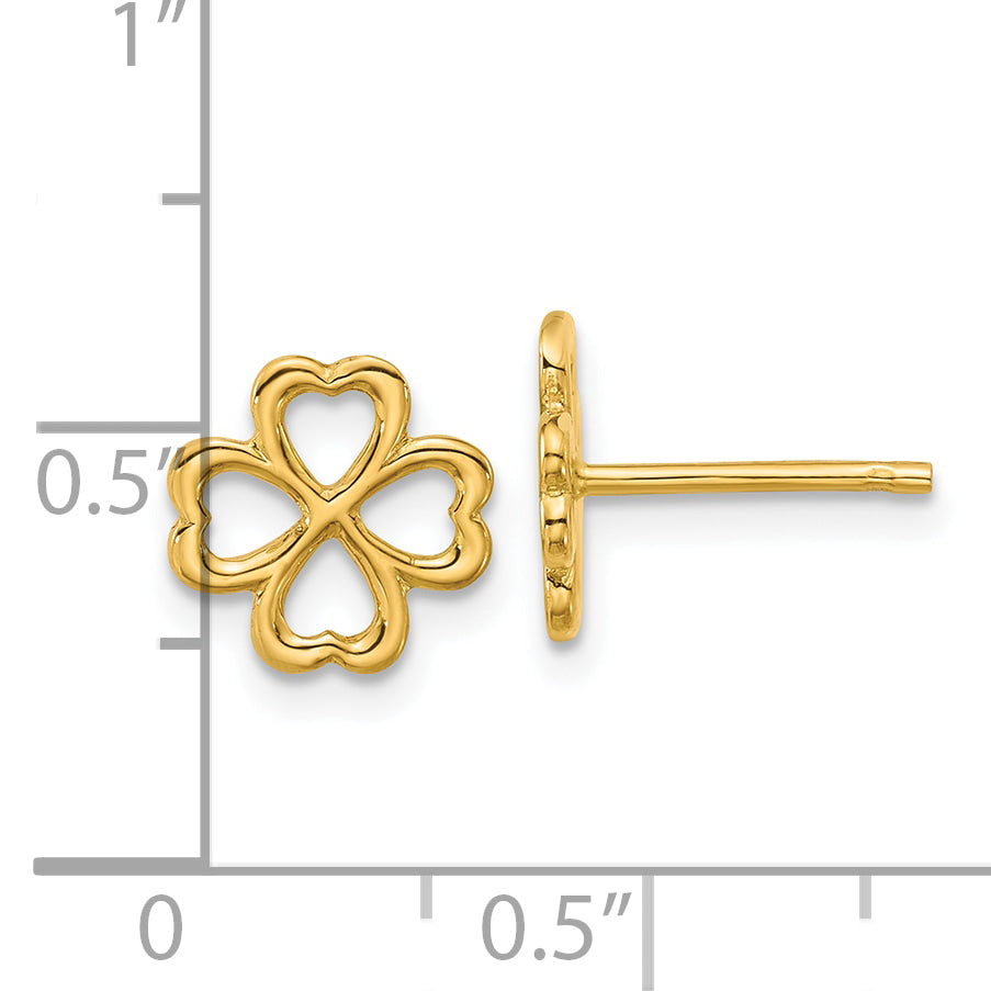 14K Polished 4-Leaf Clover Post Earrings
