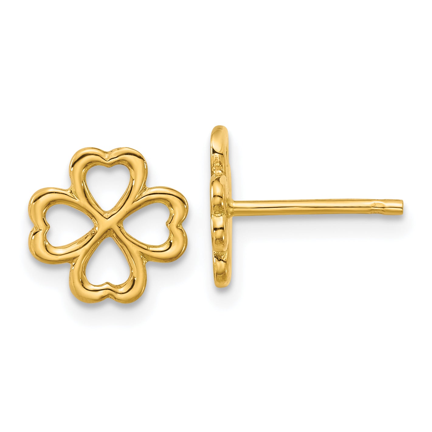 14K Polished 4-Leaf Clover Post Earrings Main image
