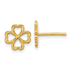 14K Polished 4-Leaf Clover Post Earrings