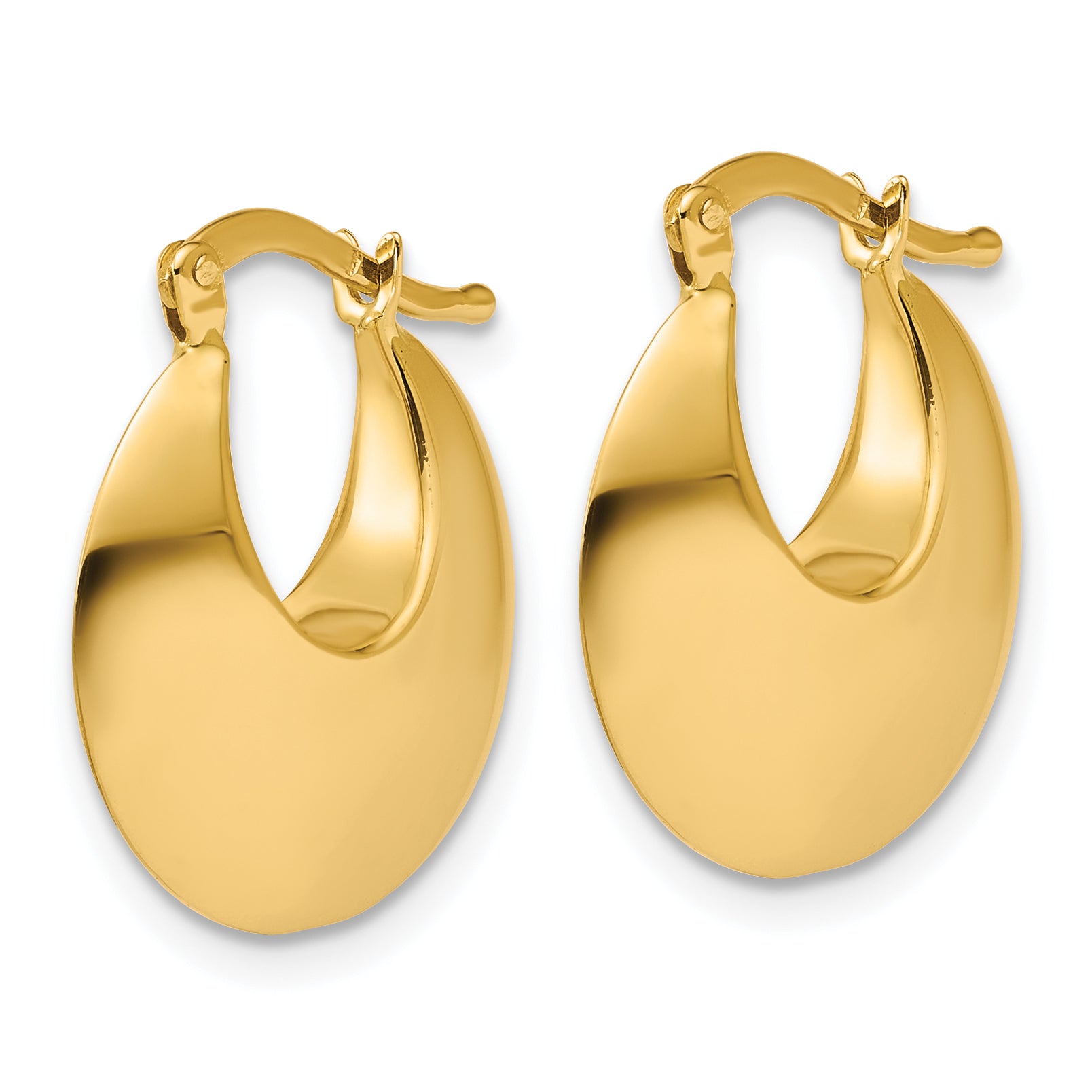 14K Polished Round Hoop Earrings