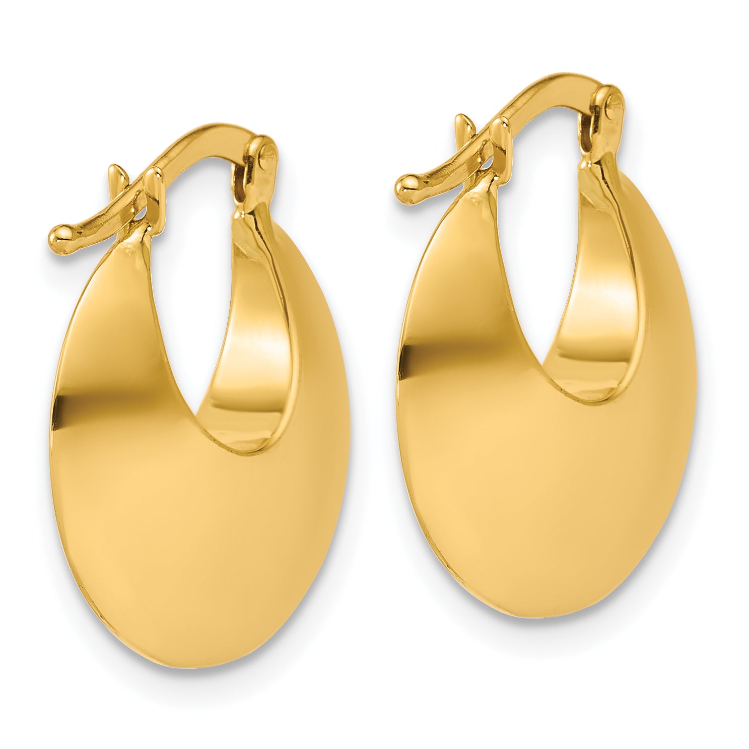 14K Polished Round Hoop Earrings