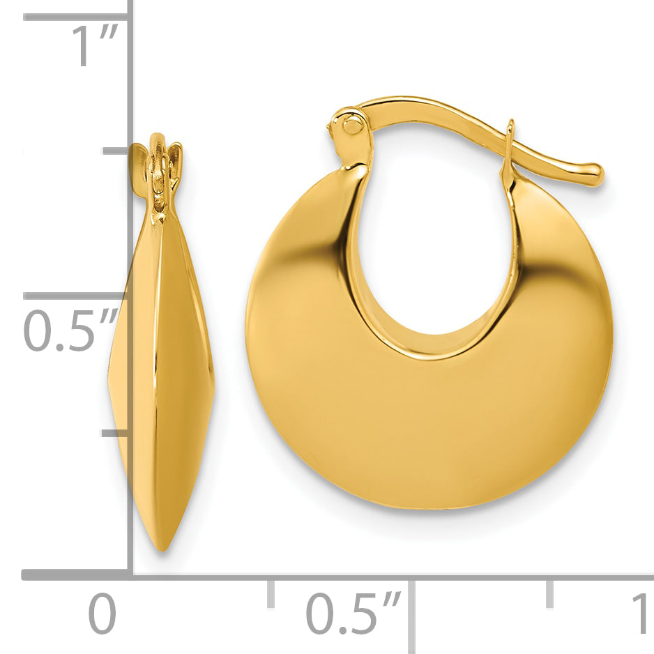 14K Polished Round Hoop Earrings