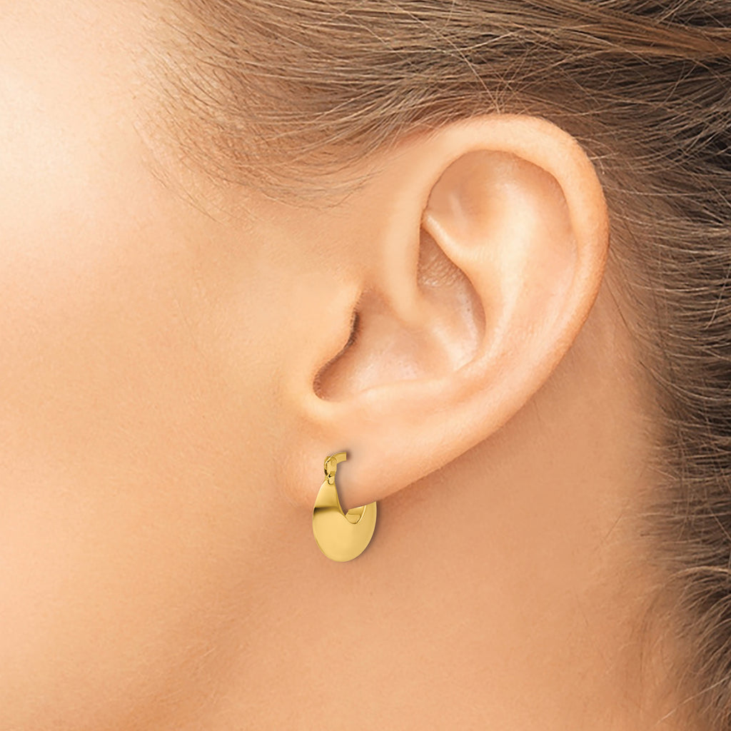 14K Polished Round Hoop Earrings