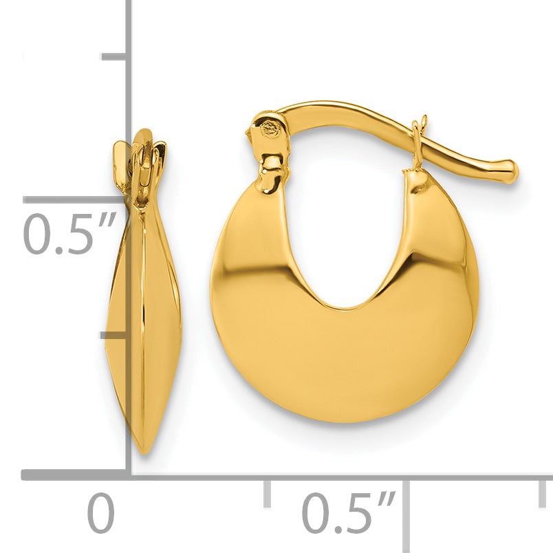 14K Polished Round Hoop Earrings