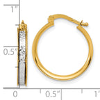 14K Two-tone Polished / Diamond-cut Round Hoop Earrings
