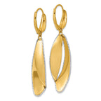 14K Two-tone Polished / Dia-cut Dangle Leverback Earrings
