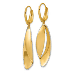 14K Two-tone Polished / Dia-cut Dangle Leverback Earrings