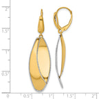 14K Two-tone Polished / Dia-cut Dangle Leverback Earrings