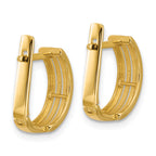 14K Polished and Grooved Hinged Hoop Earrings