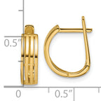 14K Polished and Grooved Hinged Hoop Earrings