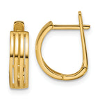 14K Polished and Grooved Hinged Hoop Earrings