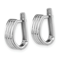 14K White Gold Polished and Grooved Hinged Hoop Earrings